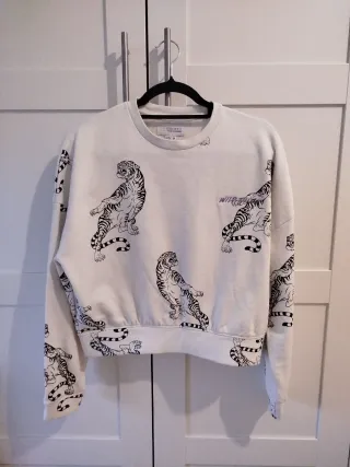 Sudadera blanca con estampado de tigres Talla M