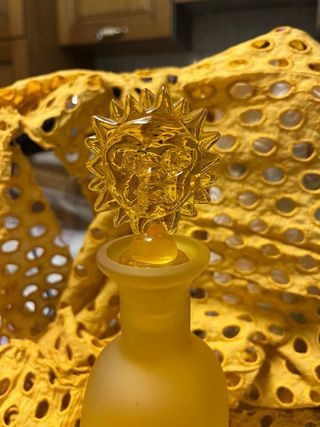 Coppia bottiglie decorative in vetro