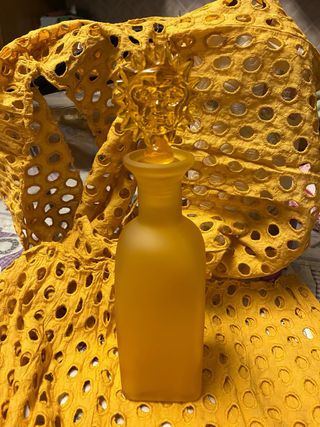 Coppia bottiglie decorative in vetro