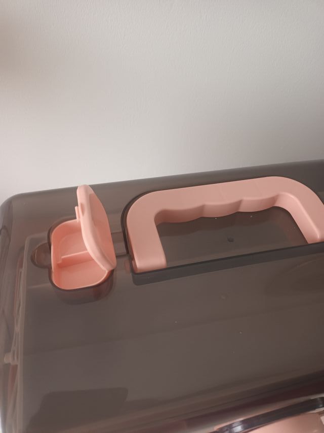 Maletín maquillaje/botiquín/costura gris y rosa