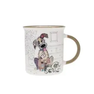 Taza solidaria perro diseño patchwork