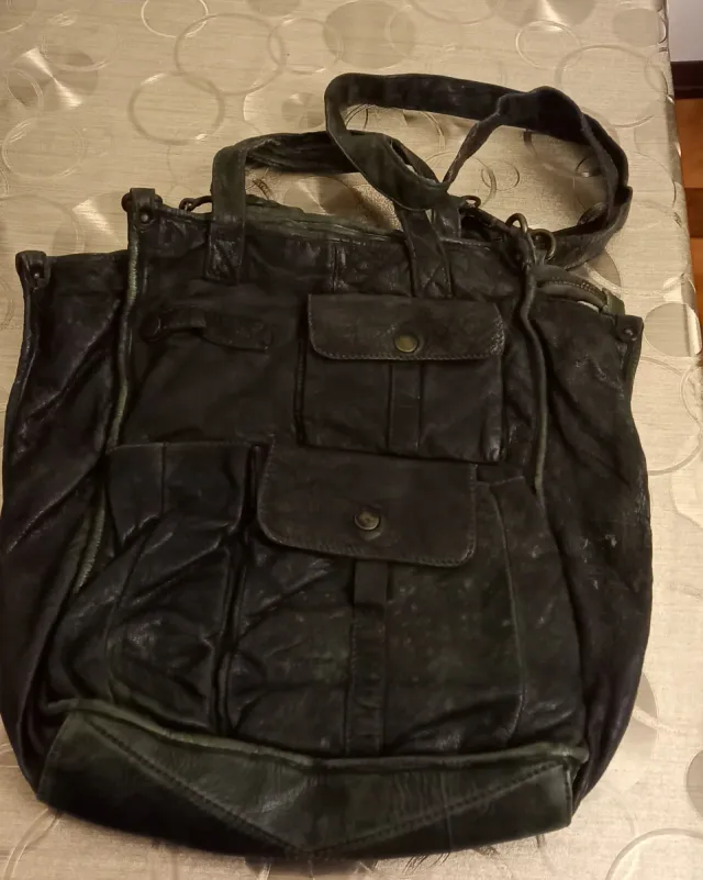 Borsa in pelle  verde oliva