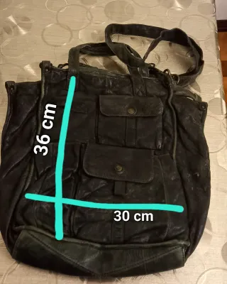 Borsa in pelle  verde oliva