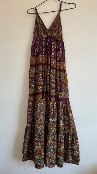 Vestido largo seda estampado