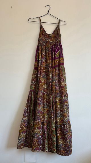 Vestido largo seda estampado