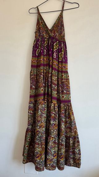 Vestido largo seda estampado