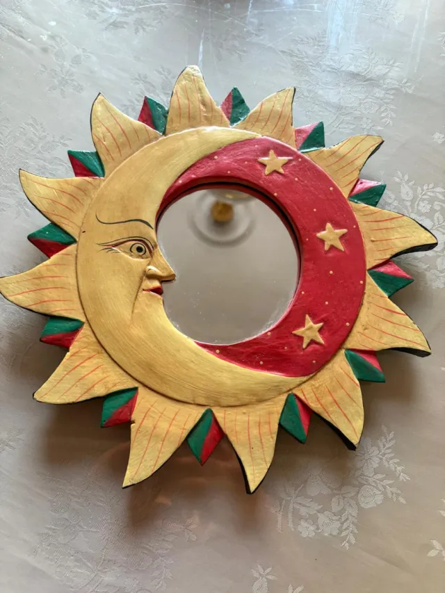 Espejo Sol y Luna Madera
