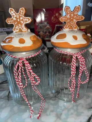 2 Barattolini Natalizi Ceramica e Vetro