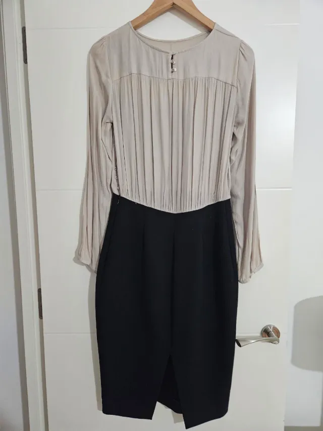 Vestido Zara Beige y Negro