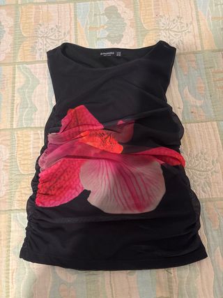 Vestido Orquídeas Stradivarius Negro Talla XS
