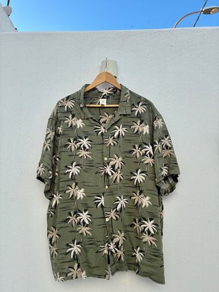 Camisa H&M Palmeras Verde Talla M