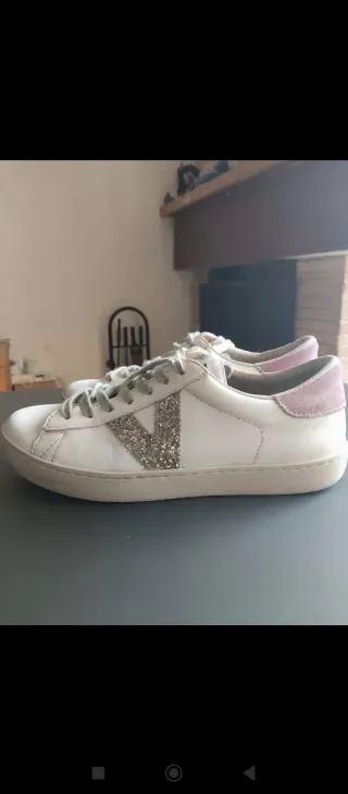 Zapatillas Victoria Mujer/niña Blancas Glitter Ros