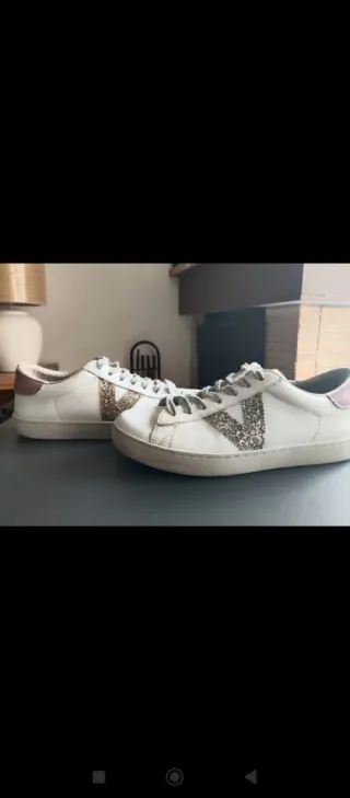 Zapatillas Victoria Mujer/niña Blancas Glitter Ros