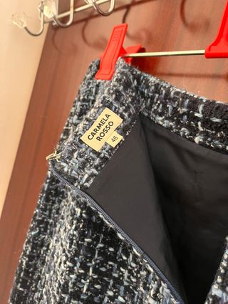 Falda Tweed Carmela Rosso Estilo Coco Chanel