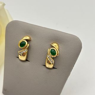 Pendientes Oro 18kt con esmeraldas y diamantes