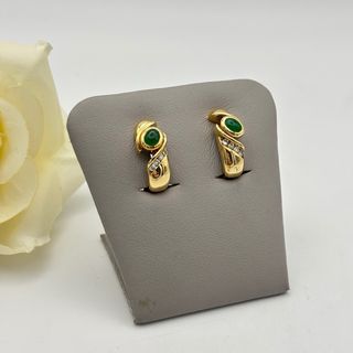 Pendientes Oro 18kt con esmeraldas y diamantes