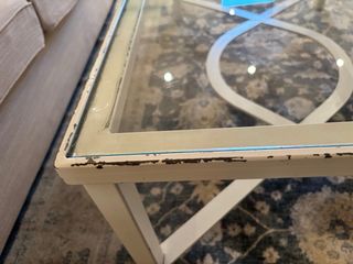 Mesa de forja centro elevable cristal y metal