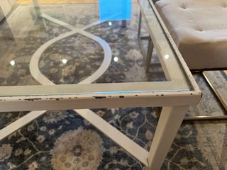 Mesa de forja centro elevable cristal y metal