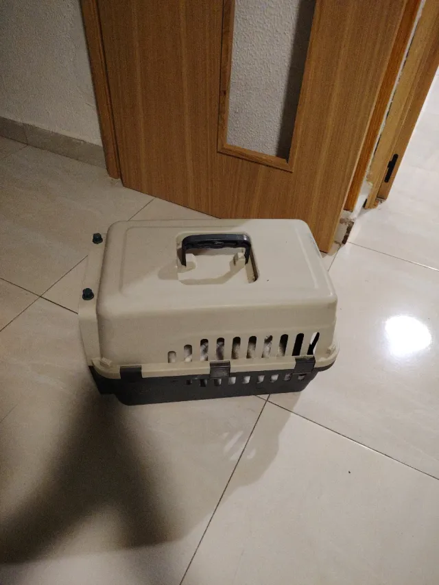 Transportín para mascotas beige y verde oscuro