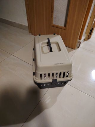 Transportín para mascotas beige y verde oscuro