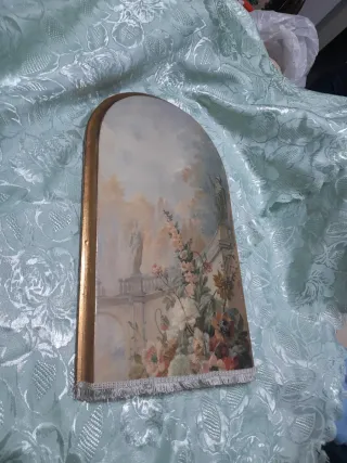 Antico quadro in legno con fiori