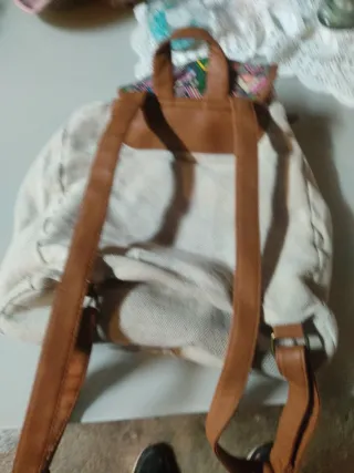Bolso Mochila Beige Multicolor