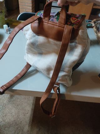 Bolso Mochila Beige Multicolor