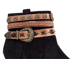 Botines boho negros con detalles marrones