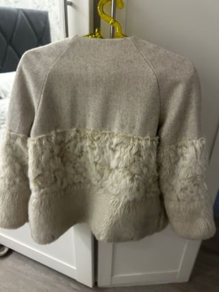 Abrigo Mango Lana Pelo Blanco Roto Talla XS