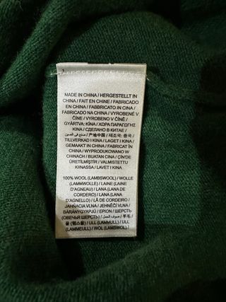 Jersey Gant 100% Lana Extra Fina Verde Bordado