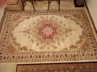 Tappeto di seta e lana beige/rosso