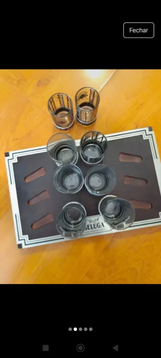 Conjunto Copos Beluga com Bandeja 8 copos