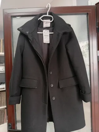 Abrigo paño Zara Talla S/M Negro