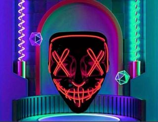 Máscara Halloween Carnaval Negra Roja