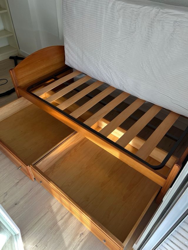 Cama individual de madera 90cm