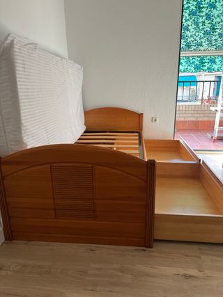 Cama individual de madera 90cm