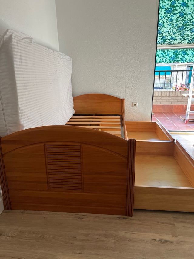 Cama individual de madera 90cm