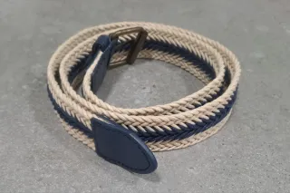 Cinturón trenzado niño beige y azul