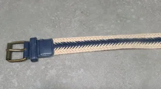 Cinturón trenzado niño beige y azul