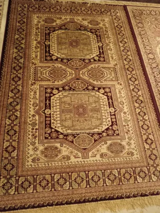 Tappeto di Seta e Lana Beige/Marrone