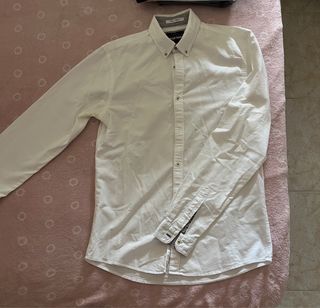 Camisa Zara Blanca Manga Larga Hombre