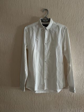 Camisa Zara Blanca Manga Larga Hombre