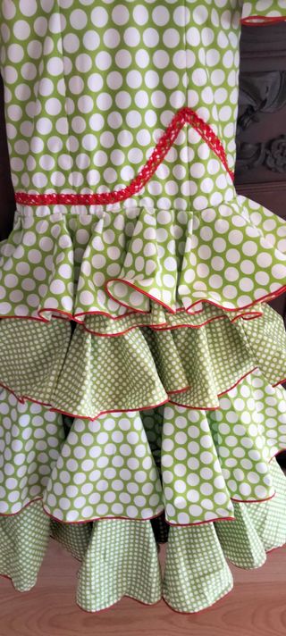 Traje Flamenca Niña Lunares Verde y Rojo