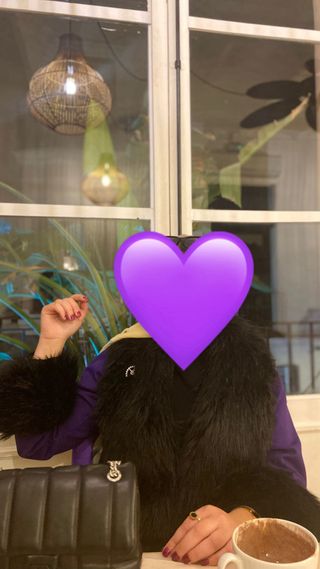 Abrigo largo mujer negro y morado