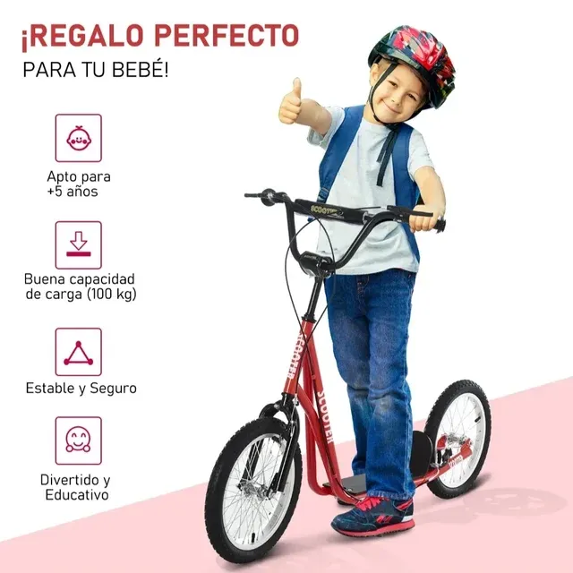 Patinete Scooter Rojo Ruedas Grandes