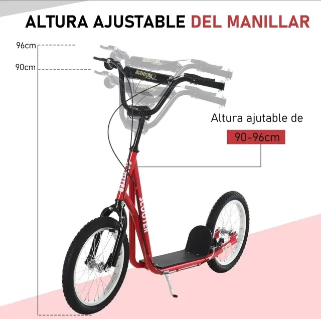 Patinete Scooter Rojo Ruedas Grandes