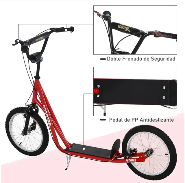 Patinete Scooter Rojo Ruedas Grandes