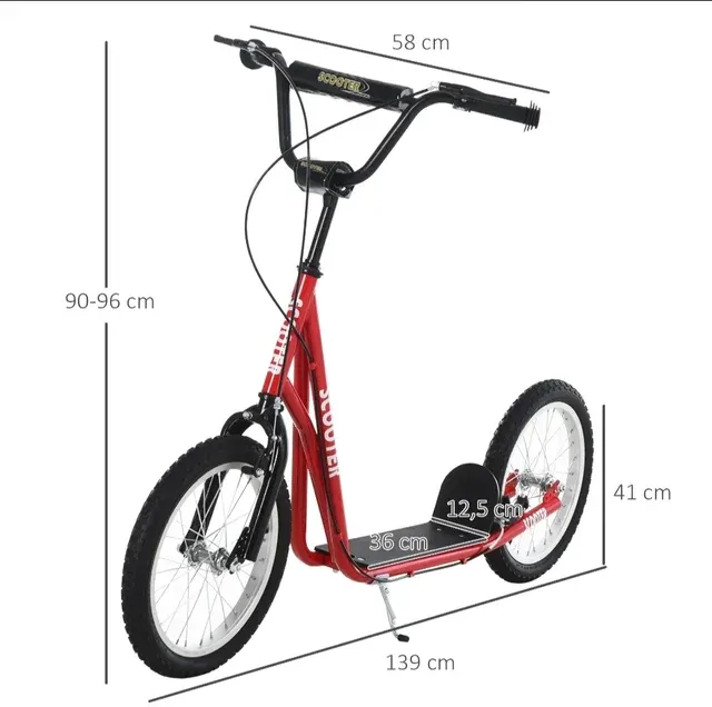 Patinete Scooter Rojo Ruedas Grandes