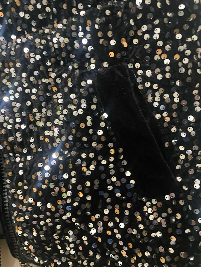 Chaleco acolchado lentejuelas negro/plata