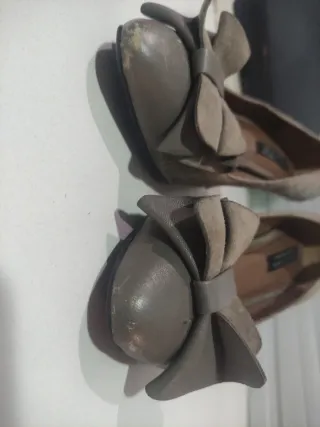Zapatos Zara Piel Talla 38 Gris